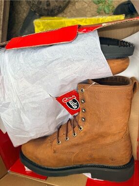 Justin Boots Men's Tan Leather Work Boots NWT